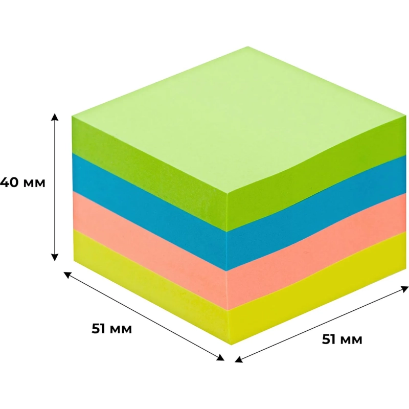 Стикеры Attache Selection куб 51х51, неон-2 4 цвета 400 л
