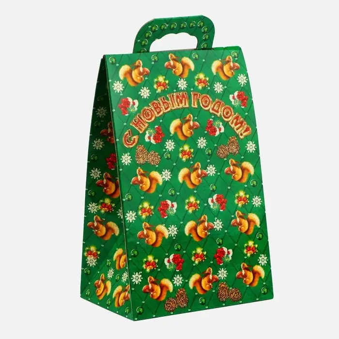 Подарочная коробка новогодняя Сумочка мини «Потерн праздничный грильяж» 140×100×223 см Подарочная коробка новогодняя Сумочка мини «Потерн праздничный грильяж» 140×100×223 см