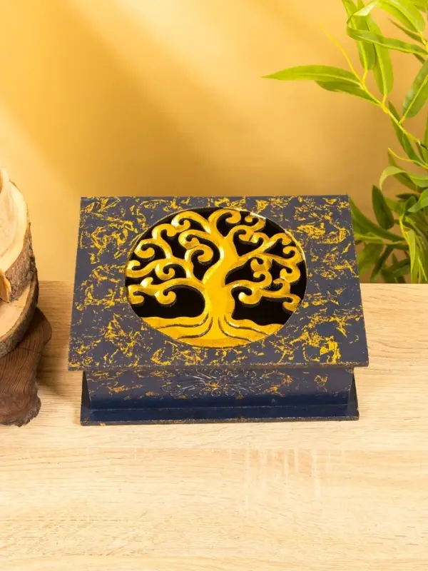 Шкатулка "Древо" 24х18х9 см, МДФ, цв. синий