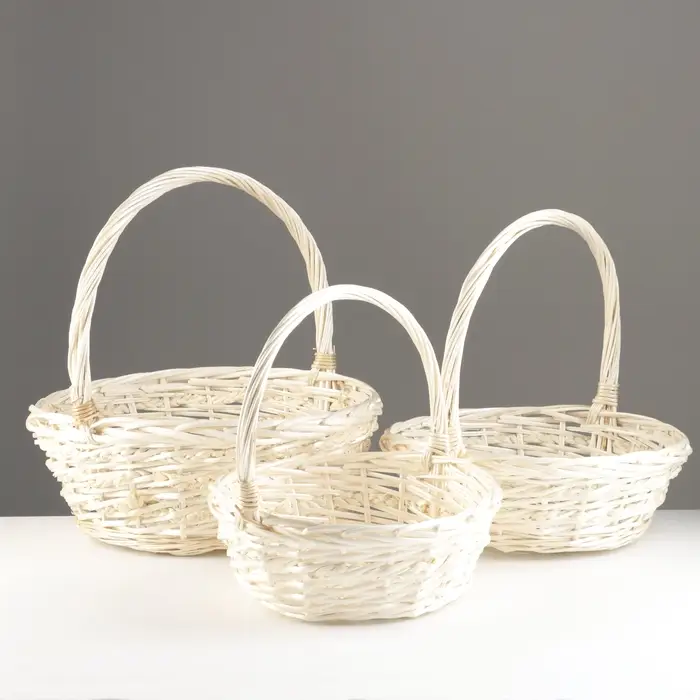 Набор корзин из 3 шт, D40х15х42 см; D35х13/37 см; D30х11/32 см, ива