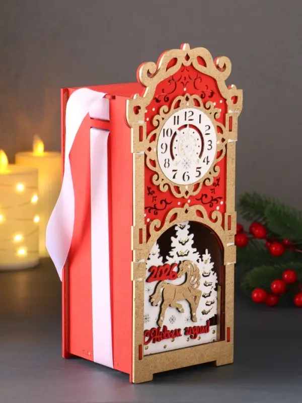 Шкатулка "Лошадка 2026" с сувениром, 12х10х27, красный