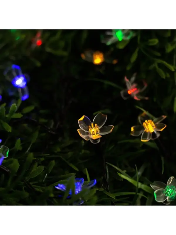Гирлянда &laquo;Нить&raquo;, 4.5 м, уличная, с насадками &laquo;Ромашка&raquo;, IP44, 30 LED, 2 режима, солнечная батарея, тёмная нить, свечение мульти