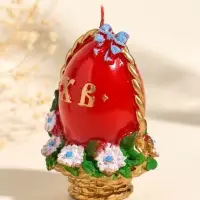 Свеча декоративная "Пасхальное яйцо в корзинке" 7х10,5 см, 130 гр