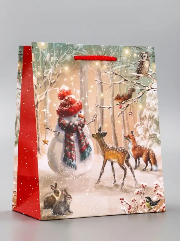 Пакет подарочный новогодний ламинированный, «Встреча друзей » , 18×10×22.3 см Пакет подарочный новогодний ламинированный, «Встреча друзей » , 18×10×22.3 см