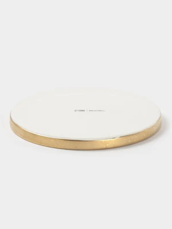 Блюдо фарфоровое сервировочное с бортиком Magistro Poursephona, d=20 см, бежевый