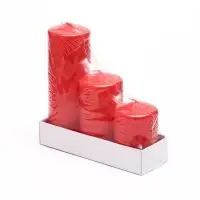 Свеча столбик 5&times;7.5, 10, 15 см, набор 3 шт., красный