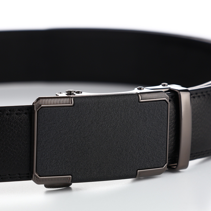 Ремень мужской, ширина 3,5 см, пряжка автомат, цвет чёрный