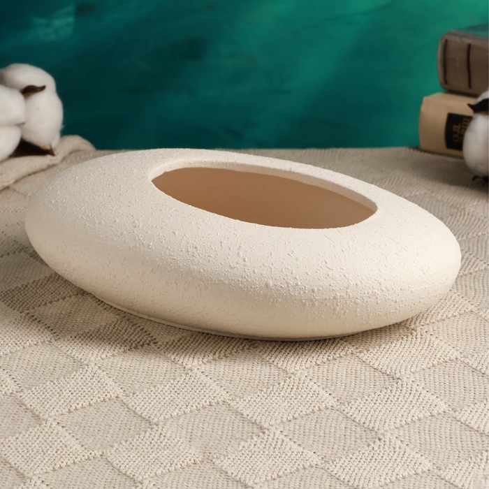 Кашпо - бонсайница  Кашпо - бонсайница "Галька" для кактусов и суккулентов, белое, 23х18х7см