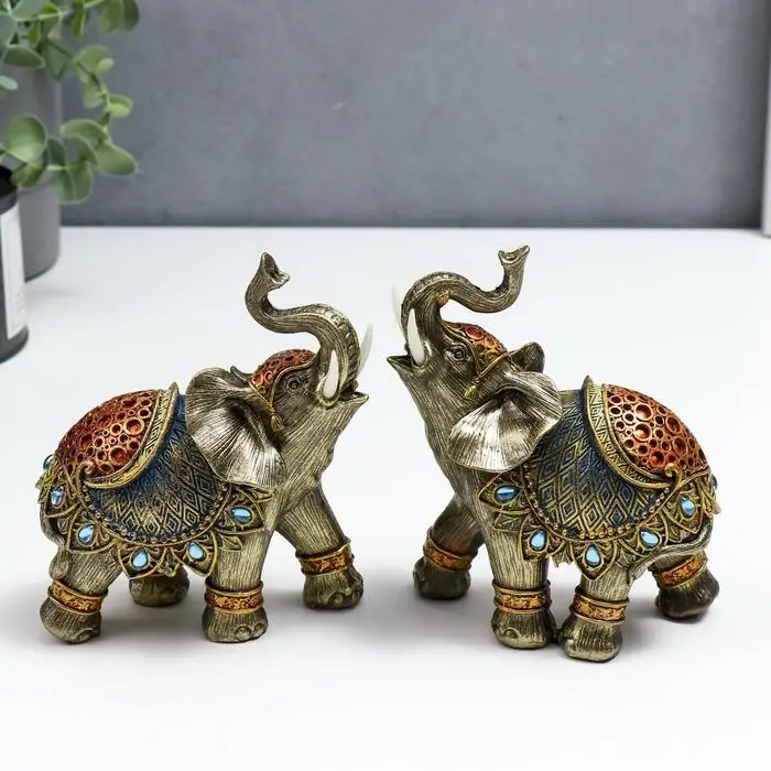 Фигурка полистоун &laquo;Слон в синей попоне с сапфирами&raquo;, 14&times;13&times;6 см, МИКС