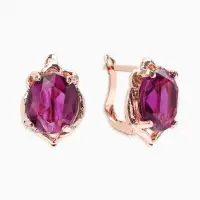 Серьги со стразами &laquo;Эдель&raquo;, овальчик, фиолетовые в золоте