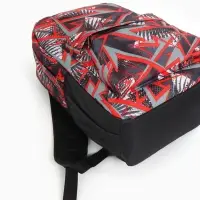 Рюкзак школьный на молнии, с карманами, с принтом, 30&times;13&times;42 см, чёрный