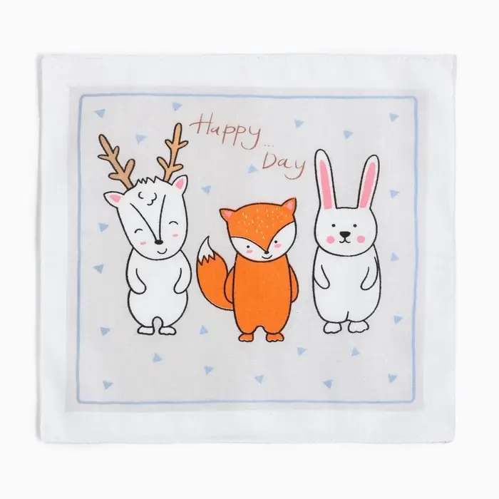 Платки носовые детские &laquo;Крошка Я. Зверята&raquo;, 21&times;21 см, набор 12 шт., хлопок 100%, МИКС