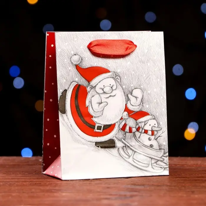 Пакет ламинированный «Мороз и Снеговик» 11.5×14.5×6 см