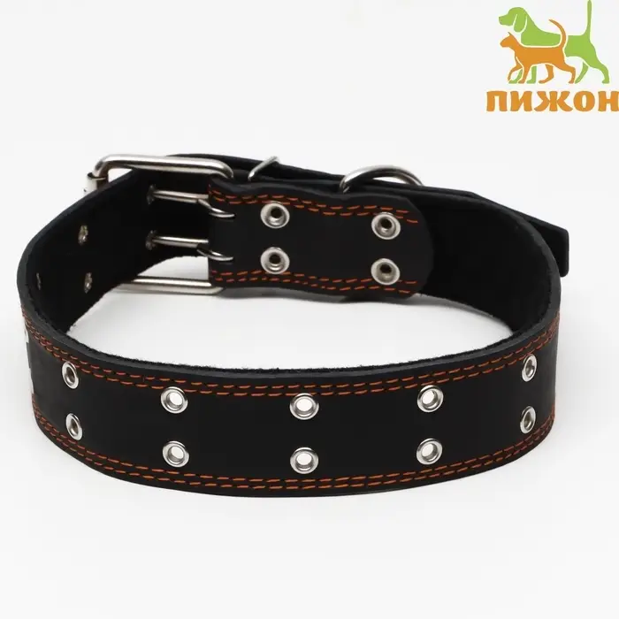 Ошейник безразмерный, 83&times;4.5 см, ОШ 20-71 см, на синтепоне, кожа, чёрный