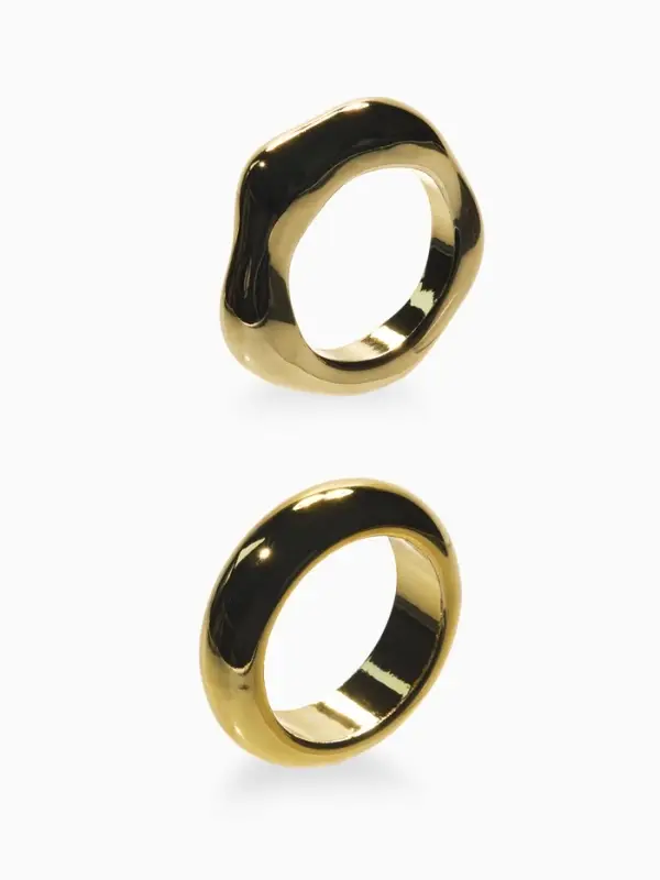 Кольцо пластик «Стиль», набор 2 шт. размер 17, цвет золото Кольцо пластик «Стиль», набор 2 шт. размер 17, цвет золото