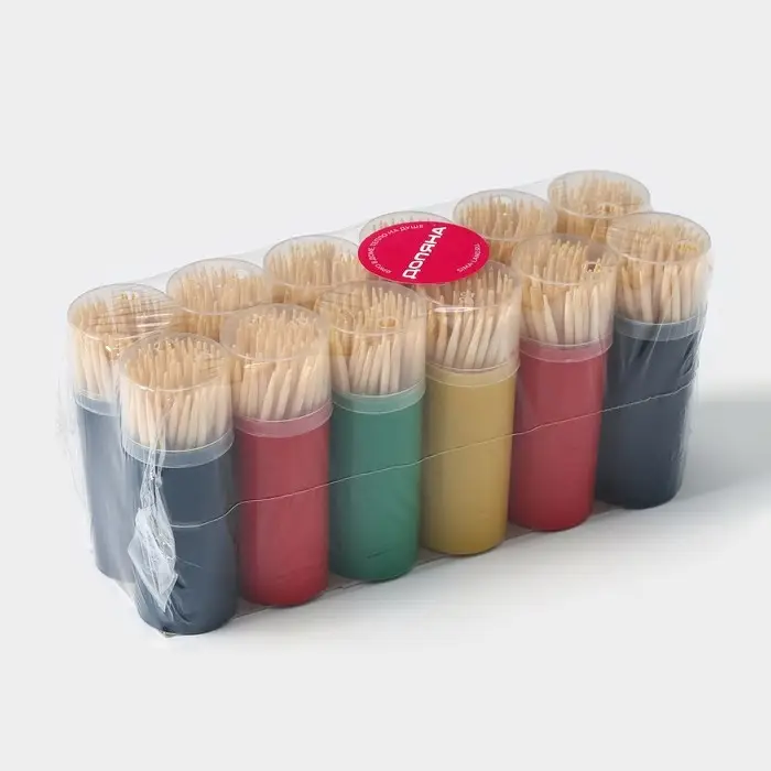 Зубочистки Доляна, 60 шт, цвет МИКС Зубочистки Доляна, 60 шт, цвет МИКС