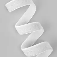 Лента бархатная, с серебряным люрексом, 20 мм, 18&plusmn;1 м, белая №01