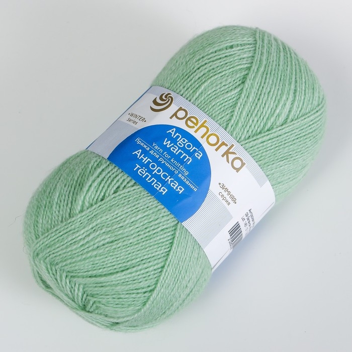 Пряжа для вязания спицами, крючком «Пехорский текстиль. Ангорская тёплая», 40% шерсть, 60% акрил, 480 м/100 г, (09 зел. яблоко)