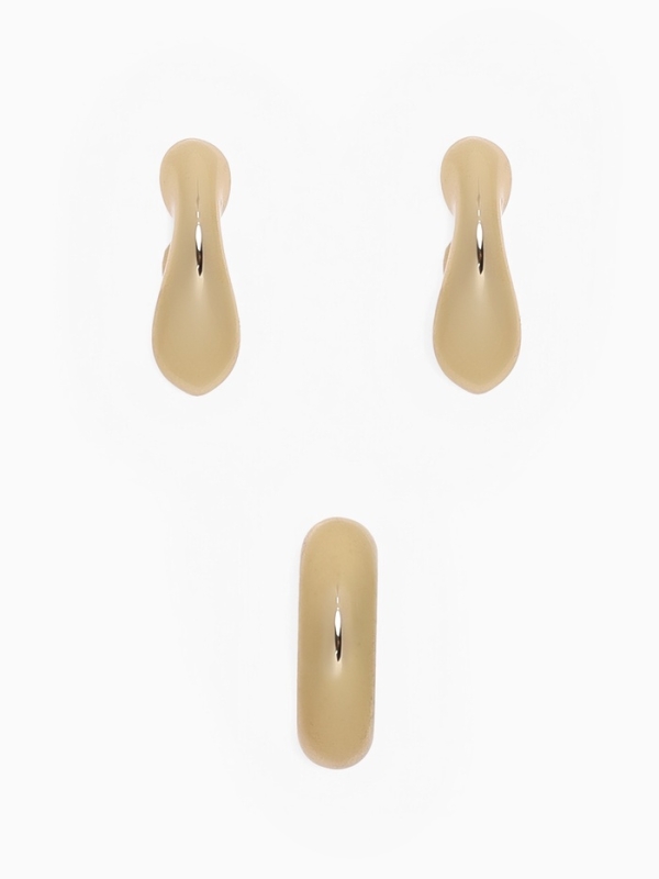 Набор серьги и каффы 3 шт «Бублик» капли, цвет золото