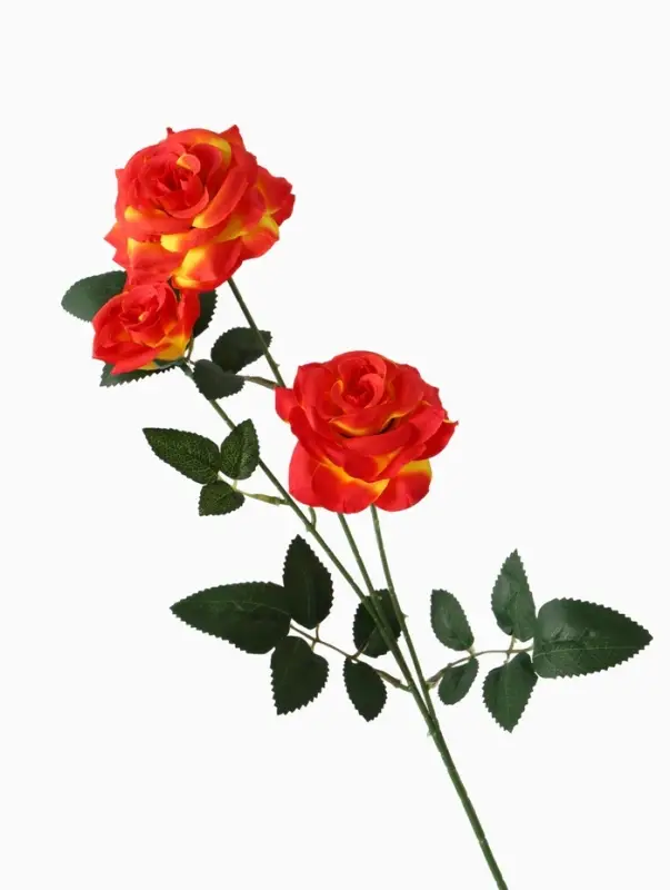 Цветы искусственные &laquo;Роза тройная&raquo;, 6&times;61 см, оранжевые