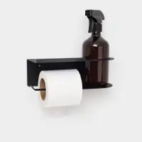 Держатель для туалетной бумаги с полочкой с отверстием для освежителя, цвет черный Держатель для туалетной бумаги с полочкой с отверстием для освежителя, цвет черный
