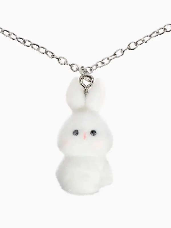 Кулон детский &laquo;Выбражулька. Кролик&raquo;, белый в серебре