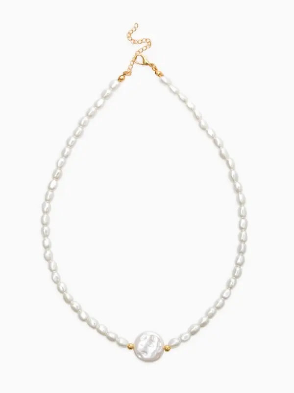Колье жемчг "Барокко", цвет белый в золоте