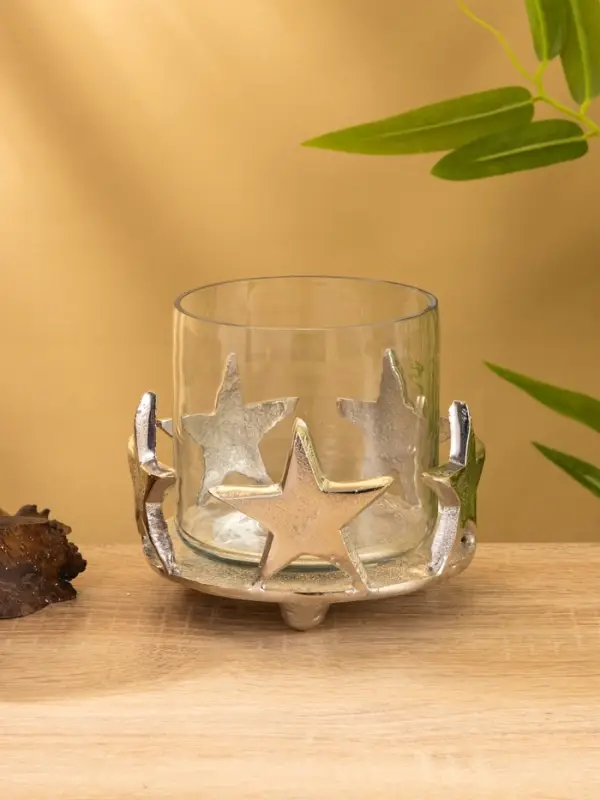 Подсвечник со стеклом &laquo;Созвездие&raquo;, 11&times;11&times;12 см, алюминий