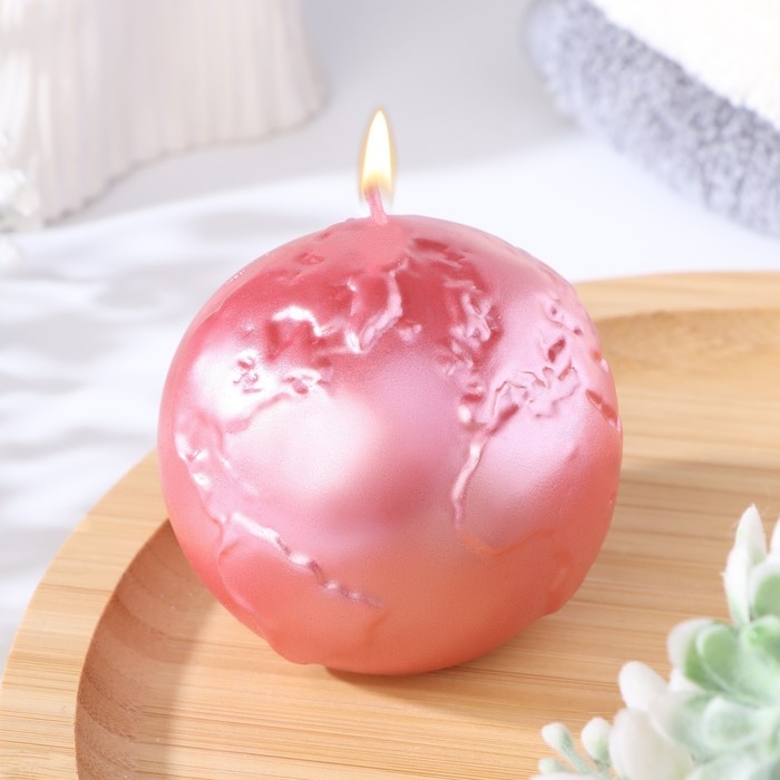 Свеча фигурная  Свеча фигурная "Шар. Планета", 6х5,5 см, розовый перламутр, в коробке