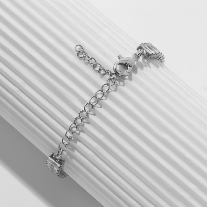 Браслет со стразами «Бабочки» прямоугольники, цвет белый в серебре Браслет со стразами «Бабочки» прямоугольники, цвет белый в серебре