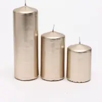 Свеча столбик 5&times;7.5, 10, 15 см, набор 3 шт., пудровый металлик