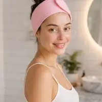 Повязка на голову для умывания и макияжа LoveLife, 9&times;60 см, микрофибра, розовая