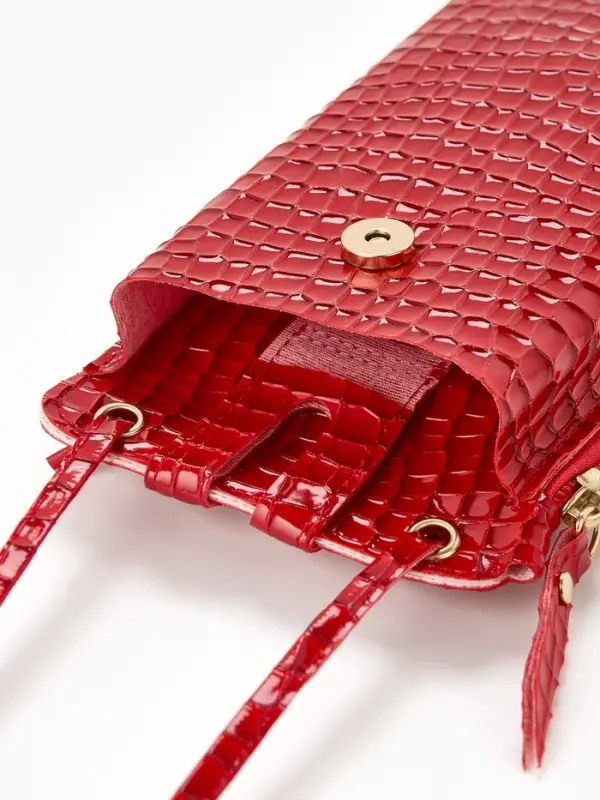 Сумка на магните, с длинным ремнём, 10&times;2.5&times;20 см, красная