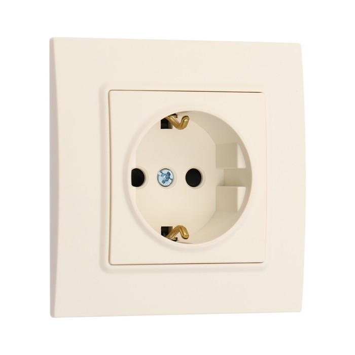 Розетка одноместная TOT Elegant, 16 А, скрытая, с з/к, бежевая Розетка одноместная TOT Elegant, 16 А, скрытая, с з/к, бежевая