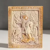Икона &laquo;Георгий Победоносец&raquo;, с подвесом, 12&times;10&times;2 см, гипс, роспись