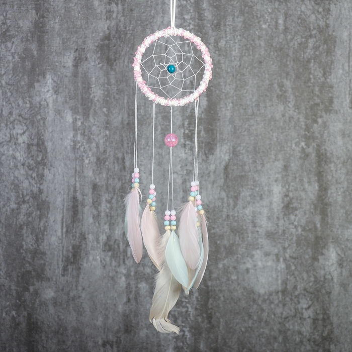 Ловец снов Ловец снов "Паутинка с пёрышками пастельных тонов" d=11,5 см длина 48 см