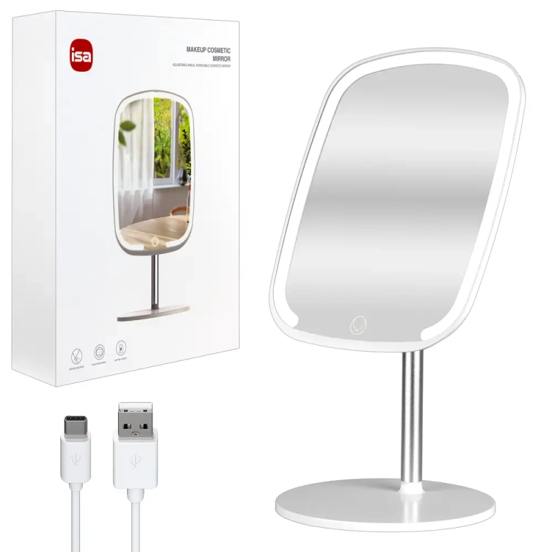 Настольное зеркало для макияжа с подсветкой ML-05 ISA белое