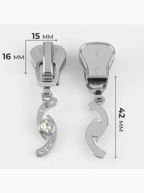 Бегунок для молнии &laquo;Трактор&raquo;, №8, &laquo;Сияние&raquo;, 10 шт., цвет никель