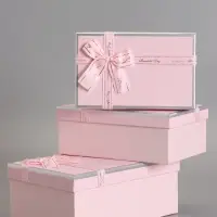 Набор подарочных коробок 3 в 1 прямоугольные с бантом, сладкая вата, 23&times;16&times;9.5; 21&times;14&times;8; 19&times;12&times;6.5 см