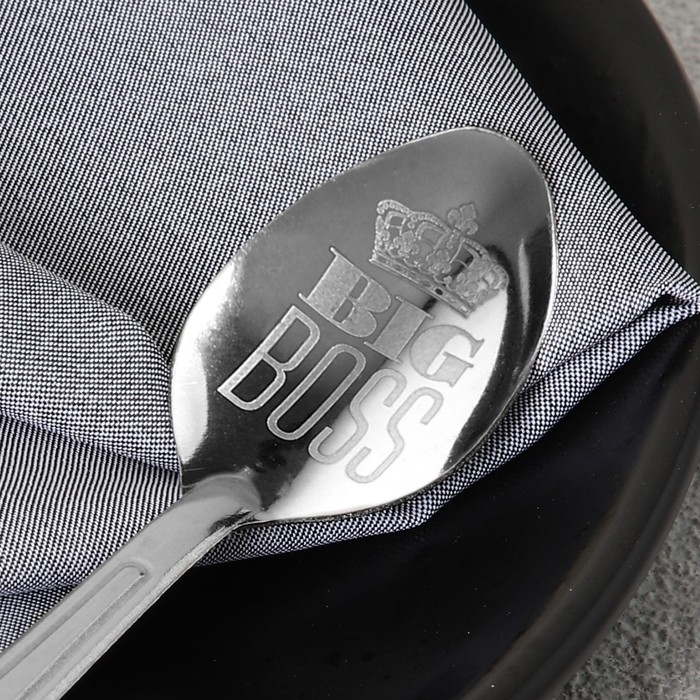 Ложка чайная с гравировкой «Big boss», на подарочной открытке, 3 х 14 см. Ложка чайная с гравировкой «Big boss», на подарочной открытке, 3 х 14 см.