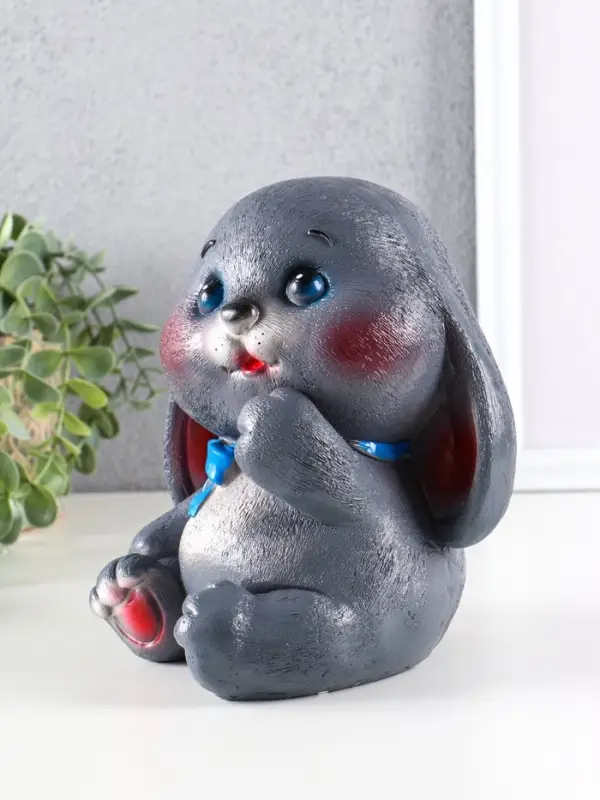 Копилка "Зайка" 18х16,5х14,5 см, серый