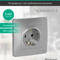 BLANCA скрытой установки розетка с заземлением без шторок, 16А, 250В, алюминий