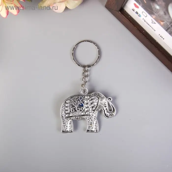 Брелок металл глазки "Индийский слон" резной 3,8х5 см