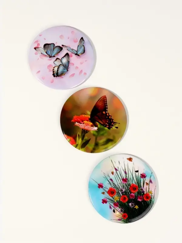 Зеркало карманное «Бабочки», d=7 см, МИКС