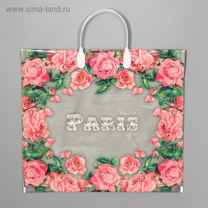 Пакет Пакет "Сады Парижа", полиэтиленовый с пластиковой ручкой, 37 х 34 см, 80 мкм