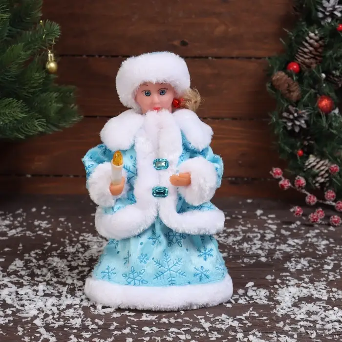 Снегурочка под ёлку &laquo;Зимнее волшебство. Пуговка ромбик&raquo; с подсветкой, двигается, 30 см, голубой