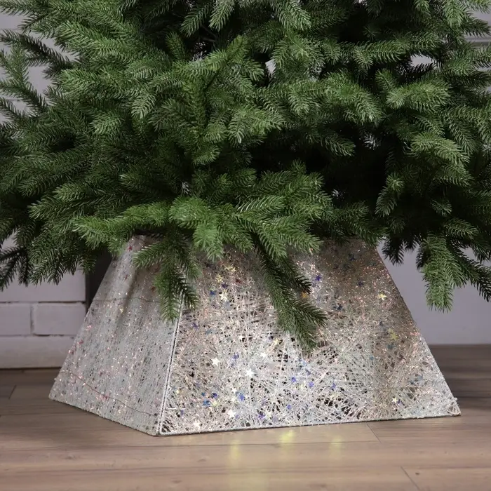 Юбка для елки, с подсветкой, &laquo;Белая&raquo;, 50&times;30&times;7 см, 35LED, батарейки ААх3 (не в комплекте), свечение тёплое белое
