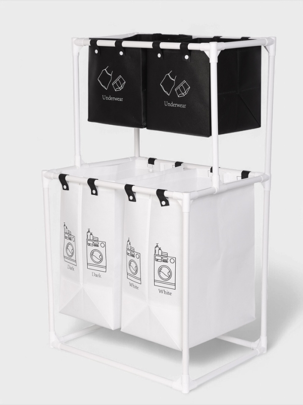 Корзина для белья складная 56х39х95 см, цвет черный, белый Корзина для белья складная 56х39х95 см, цвет черный, белый