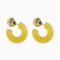 Серьги акрил "Полукольцо с бусиной №14", цвет зелёный болотный в золоте