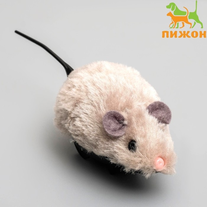 Мышь заводная меховая малая, 8,5 см, серая Мышь заводная меховая малая, 8,5 см, серая